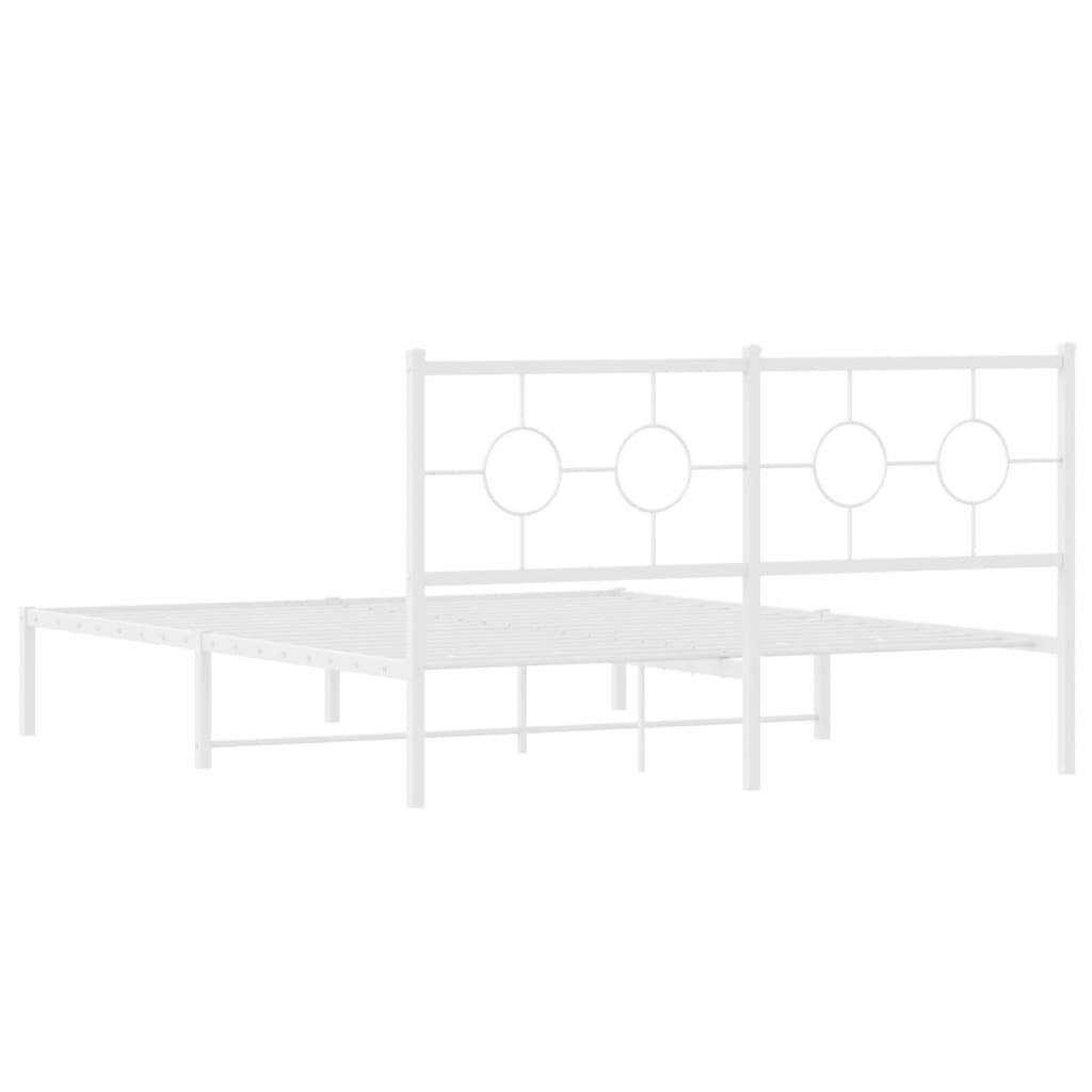 vidaXL Metal Bed Frame without Mattress with Headboard White 150x200cm
