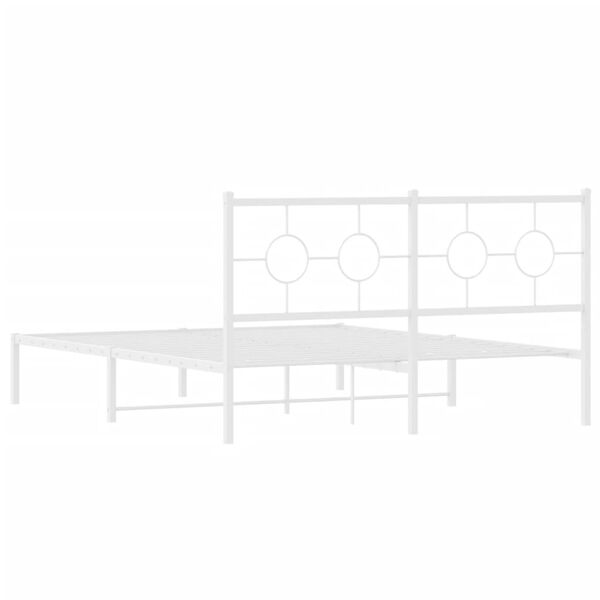 vidaXL Metal Bed Frame without Mattress with Headboard White 150x200cm