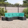 vidaXL Garden Sofa Set with Cushion 6 pcs Black Poly Rattan
