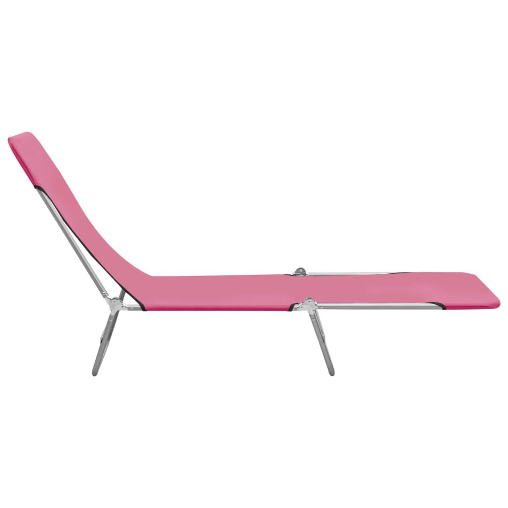 vidaXL Folding Sun Loungers 2 pcs Steel and Fabric Pink