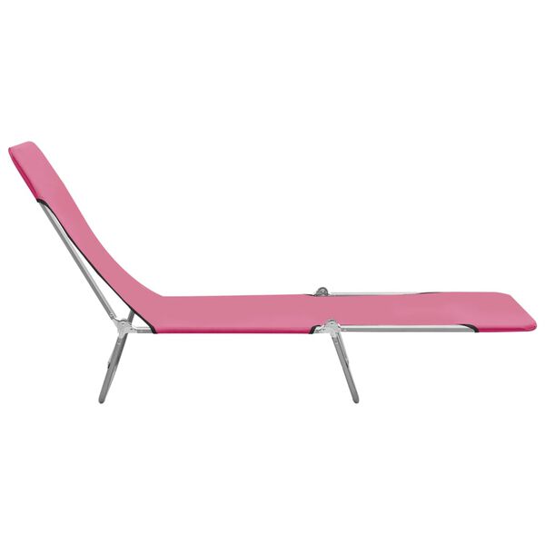 vidaXL Folding Sun Loungers 2 pcs Steel and Fabric Pink
