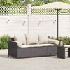 vidaXL Garden Sofa with Cushions 3-Seater Black Poly Rattan