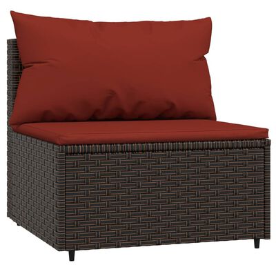 vidaXL 4 Piece Garden Lounge Set with Cushions Brown Poly Rattan