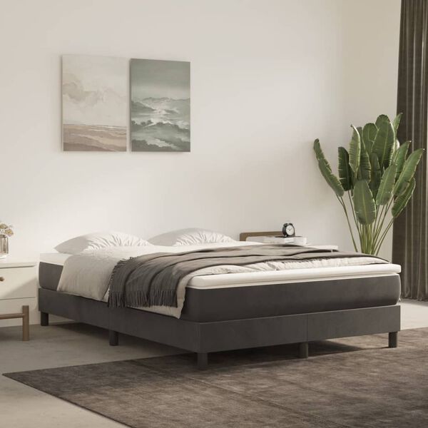 vidaXL Bed Frame without Mattress Dark Grey Queen Velvet