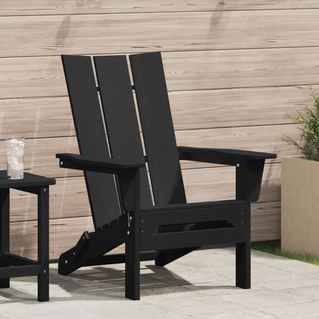 vidaXL Folding Adirondack Chair Black 74.5x80.5x90 cm HDPE