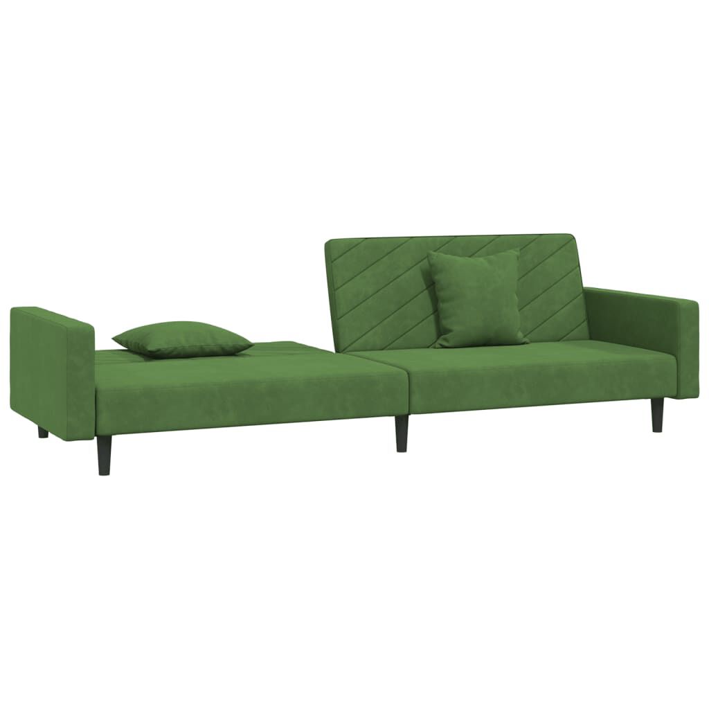 vidaXL 2-Seater Sofa Bed with Two Pillows Dark Green Velvet