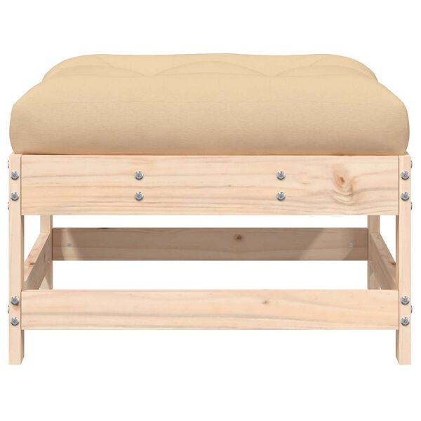 vidaXL Garden Footstool with Cushion Solid Wood Pine