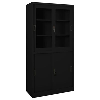 vidaXL Office Cabinet with Sliding Door Black 90x40x180 cm Steel