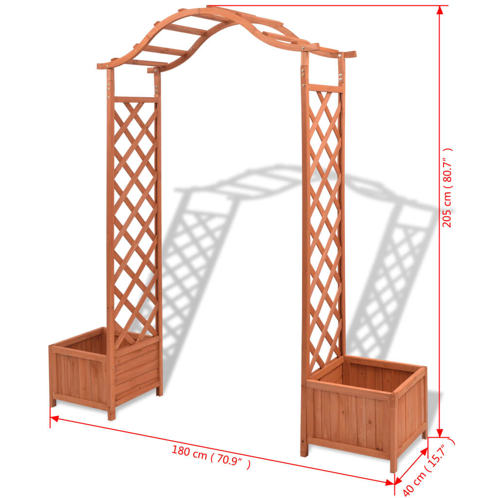 vidaXL Trellis Rose Arch with Planters 180x40x205 cm