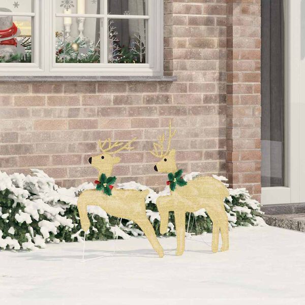 vidaXL LED Reindeers 2 pcs Warm White Fabric