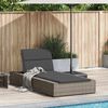 vidaXL Sunbed with Floating Cushion Grey Poly Rattan