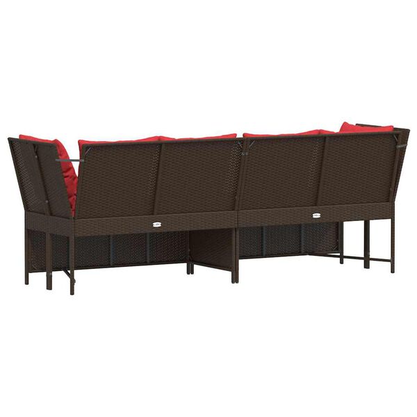 vidaXL Garden Sofa with Cushions Brown Poly Rattan