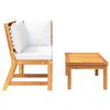 vidaXL 3 Piece Garden Lounge Set with Cream Cushion Solid Acacia Wood
