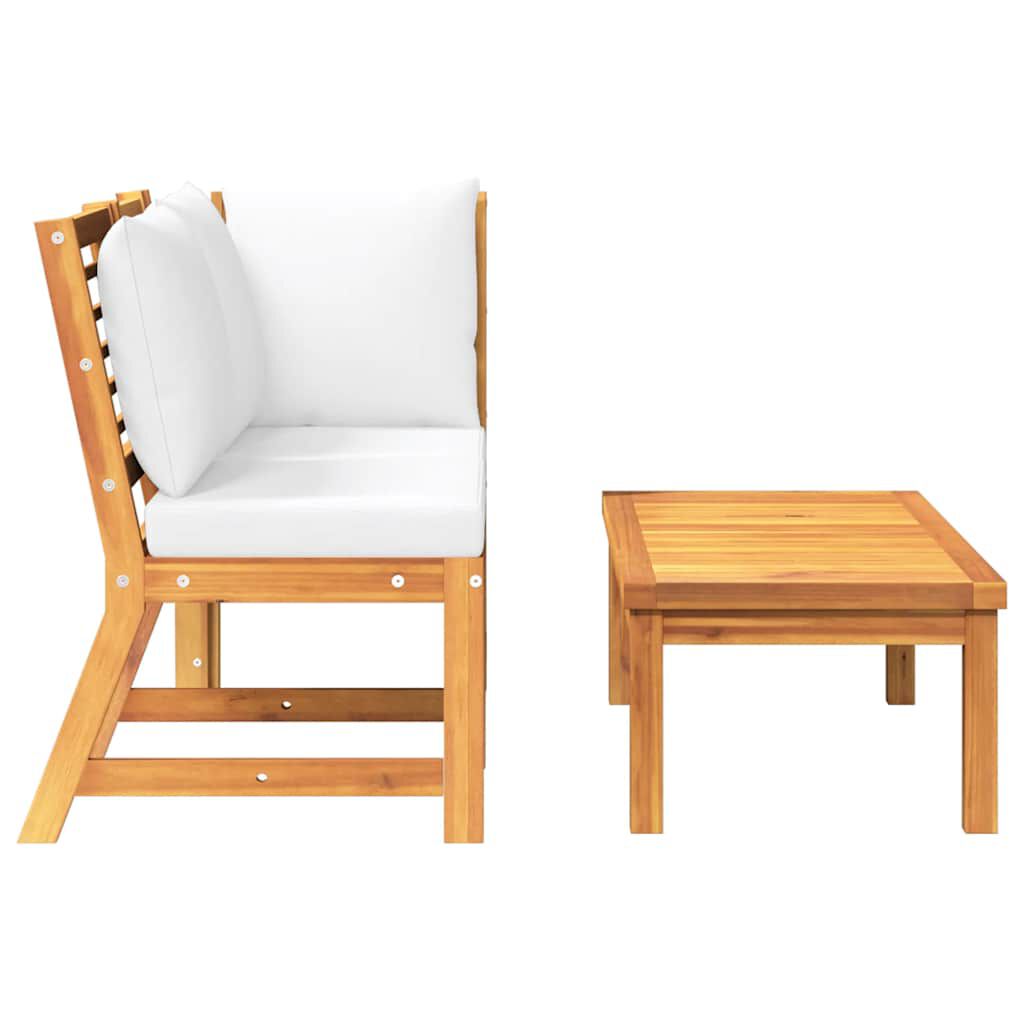 vidaXL 3 Piece Garden Lounge Set with Cream Cushion Solid Acacia Wood