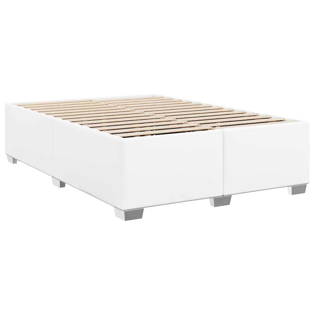 vidaXL Box Spring Bed with Mattress White Full Faux Leather