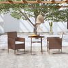 vidaXL 3 Piece Garden Dining Set Poly Rattan Brown