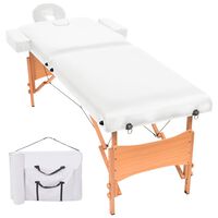 vidaXL 2-Zone Folding Massage Table 10 cm Thick White