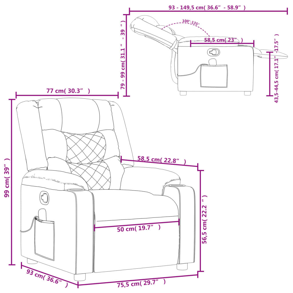 vidaXL Massage Recliner Chair Black Faux Leather