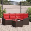 vidaXL Sofa Set with Cushion 5 pcs Brown Poly Rattan