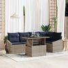 vidaXL Garden Sofa Set 6 pcs Grey and Navy Blue Poly Rattan