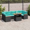 vidaXL 8 Piece Garden Sofa Set with Cushions Black Poly Rattan