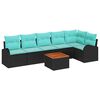vidaXL Garden Sofa Set with Cushion 7 pcs Black Poly Rattan
