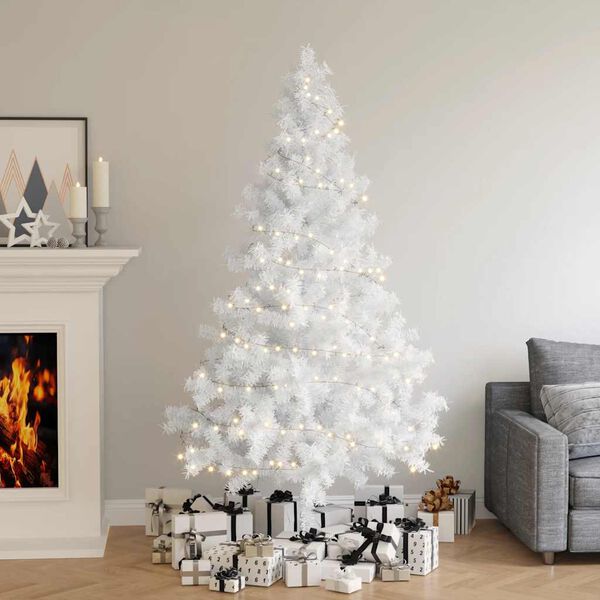 vidaXL Artificial Half Pre-lit Christmas Tree with Stand White 210 cm PVC