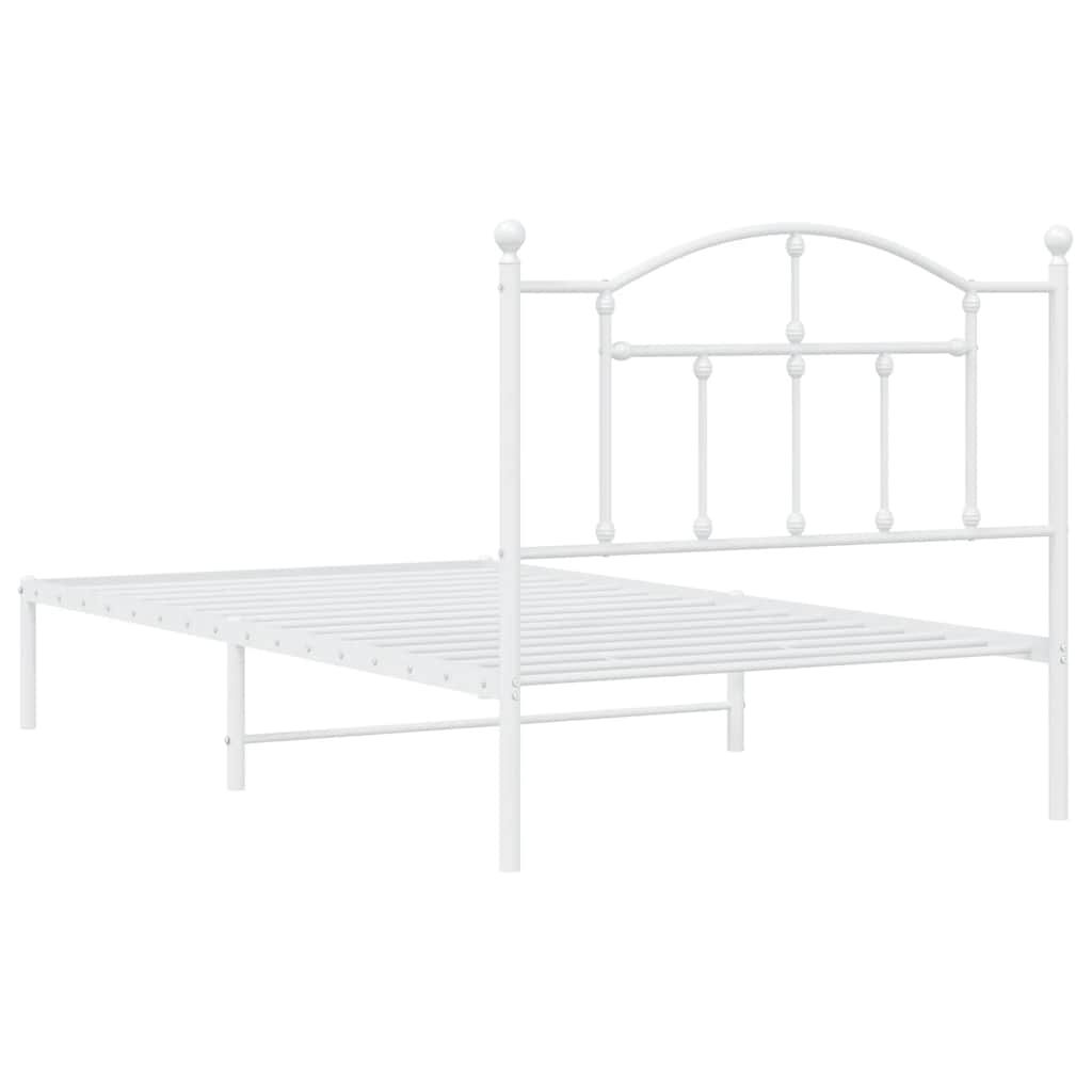 vidaXL Metal Bed Frame without Mattress with Headboard White 100x190cm