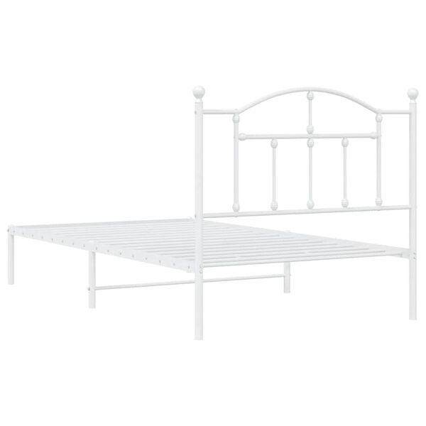 vidaXL Metal Bed Frame without Mattress with Headboard White 100x190cm
