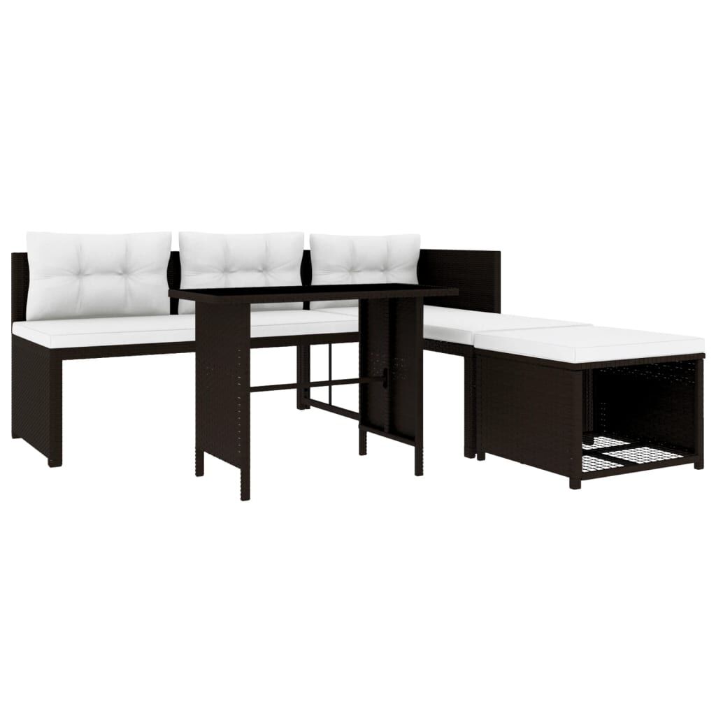 vidaXL 4 Piece Garden Lounge Set Poly Rattan Brown