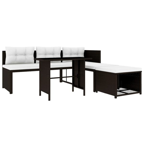 vidaXL 4 Piece Garden Lounge Set Poly Rattan Brown