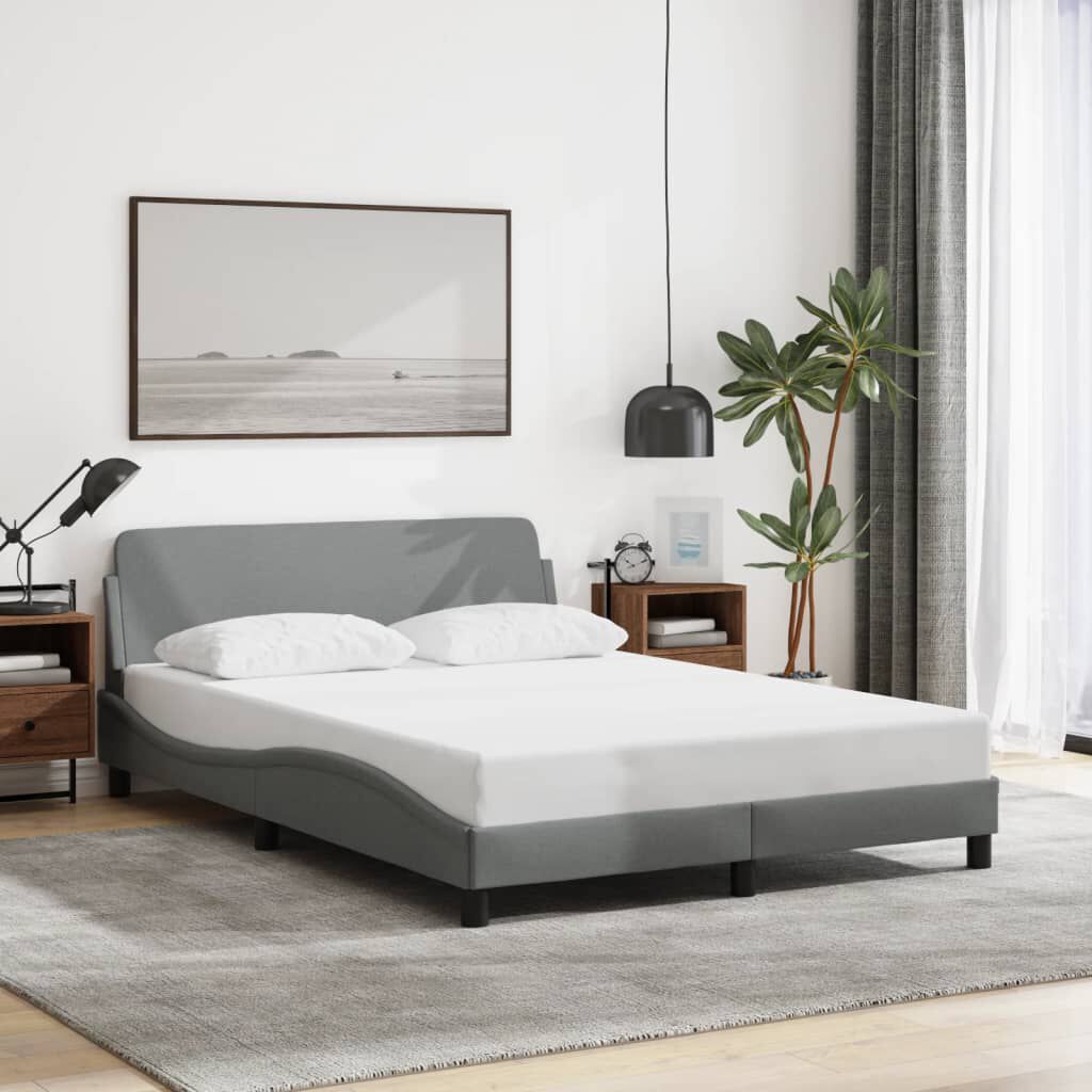 vidaXL Bed Frame without Mattress Light Grey 137x187 cm Double Fabric