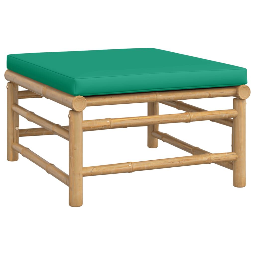 vidaXL 9 Piece Garden Lounge Set with Green Cushions Bamboo