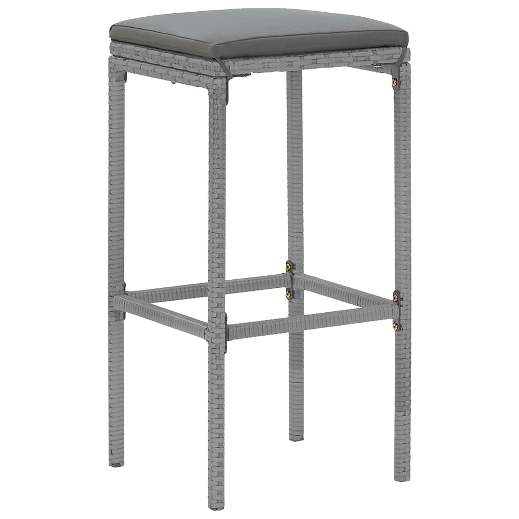 vidaXL 5 Piece Garden Bar Set with Cushions Grey Poly Rattan