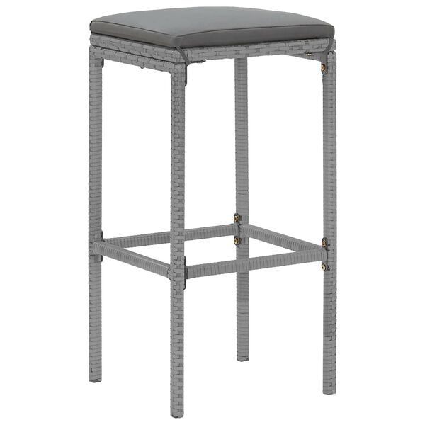 vidaXL 5 Piece Garden Bar Set with Cushions Grey Poly Rattan