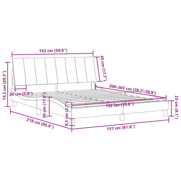 vidaXL Bed Frame without Mattress "Hanko" Light Grey 152x203 cm Queen Velvet