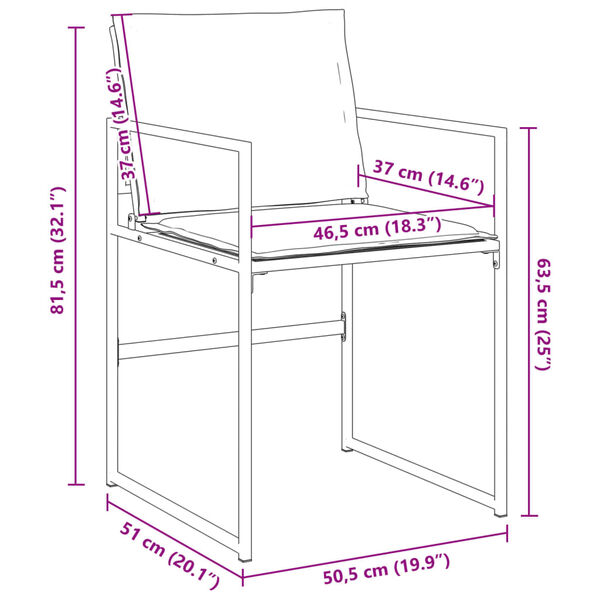 vidaXL Garden Chairs with Cushions 4 pcs Black Steel and Textilene
