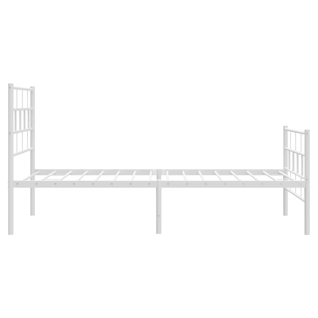 vidaXL Metal Bed Frame without Mattress with Footboard White 100x200cm