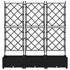 vidaXL Garden Planter 3 pcs Black 120 x 40 x 125.5 cm Plastic