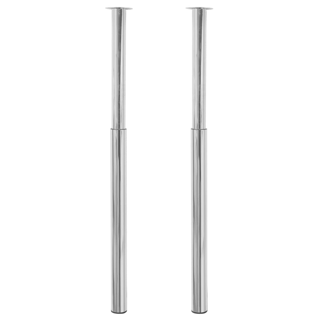 2 Telescopic Table Legs Chrome 710 mm-1100 mm