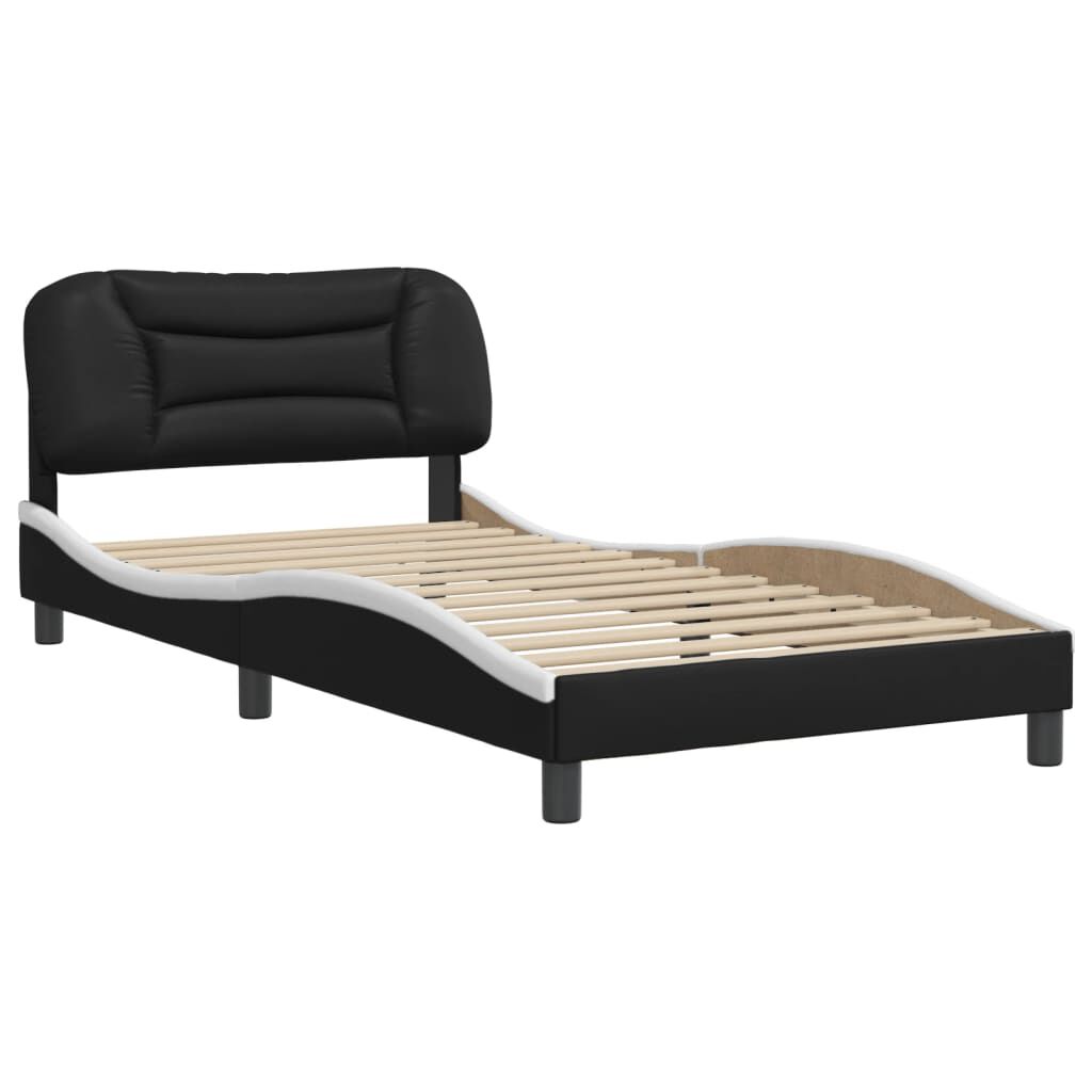 vidaXL Bed Frame without Mattress Black and White 100x203 cm Faux Leather