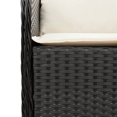 vidaXL 3 Piece Garden Dining Set with Cushions Black Poly Rattan