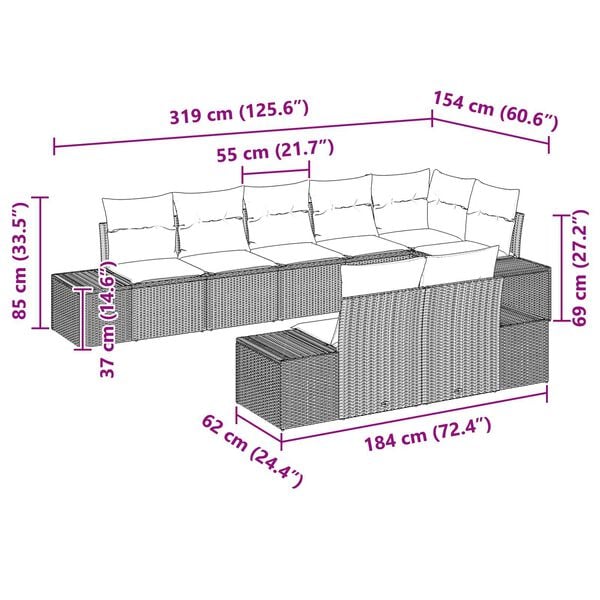 vidaXL Garden Sofa Set 9 pcs Black and turquoise 319 x 154 x 85 cm
