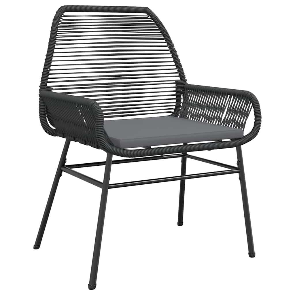 vidaXL 3 Piece Garden Dining Set with Cushions Black Poly Rattan Glass