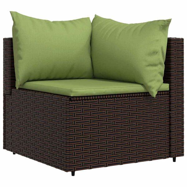 vidaXL 3 Piece Garden Lounge Set with Cushions Brown Poly Rattan
