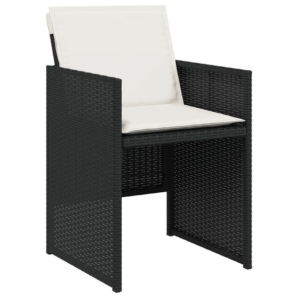 vidaXL 9 Piece Garden Dining Set with Cushions Black Poly Rattan