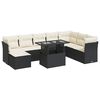 vidaXL 9 Piece Garden Sofa Set with Cushions Black Poly Rattan