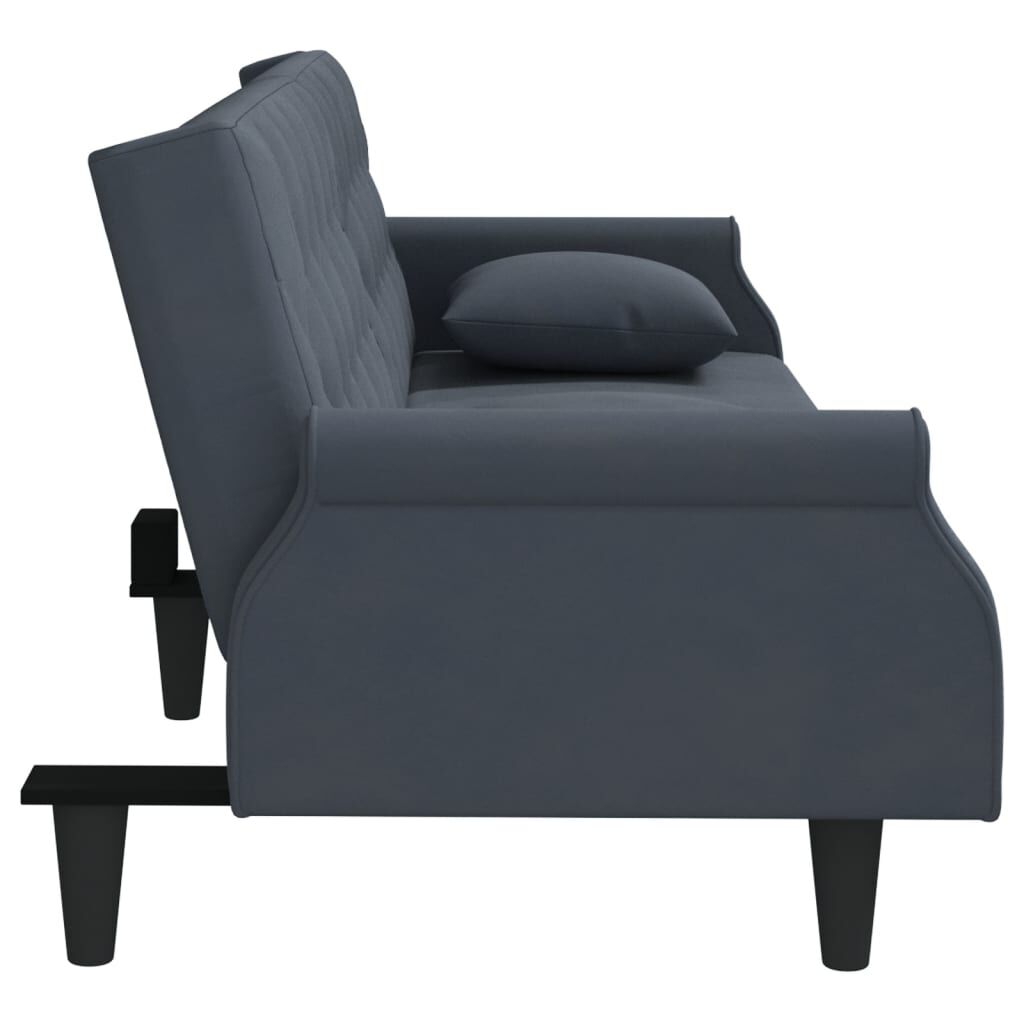 vidaXL Sofa Bed with Armrests Dark Grey Velvet