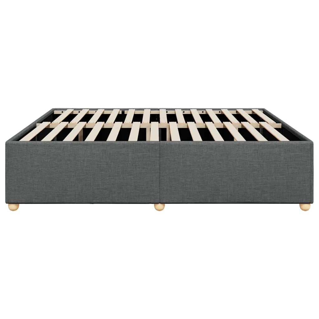 vidaXL Bed Frame without Mattress Dark Grey King Fabric