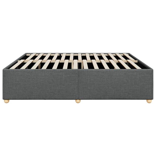 vidaXL Bed Frame without Mattress Dark Grey King Fabric